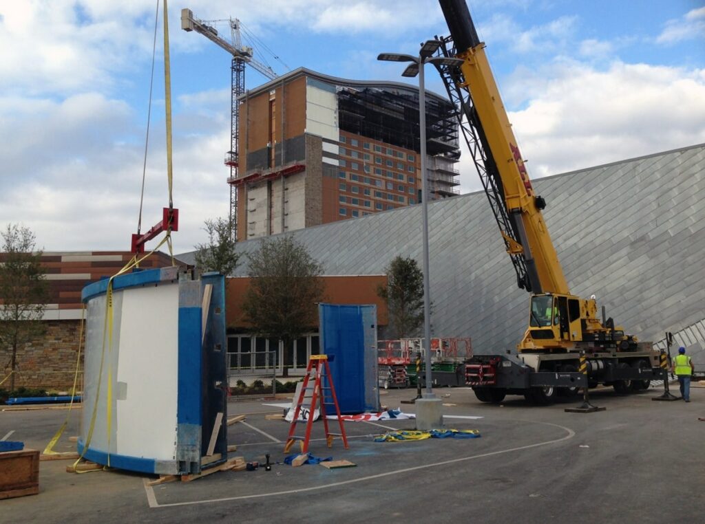Acrylic Panel Installation With A Crane