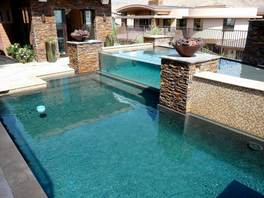 Acrylic Window Waterfall In A Swimming Pool