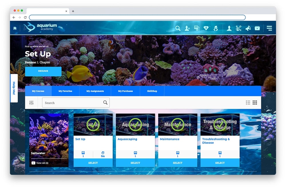 Screenshot Of Brett Raymers Aquarium Academy Training Platform